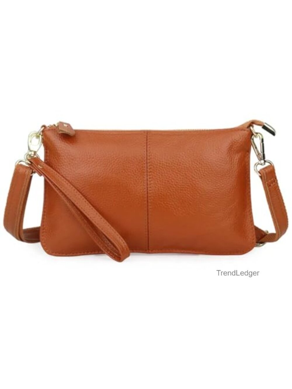 Top-Grain Cowhide Leather Crossbody Wristlet Purse Small Multi-Pocket